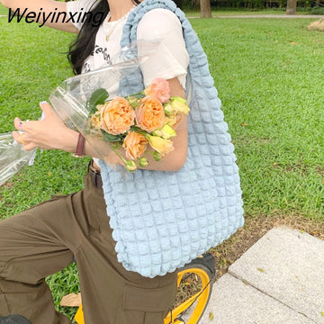 Weiyinxing New Cloud Bubble Flower Women's Shoulder Bag New Tank Top Bag Female Student Simple Handbag Canvas Bag Women's